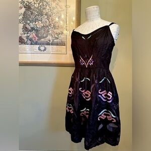 Colour pop abstract embroidered hearts sweetheart dress